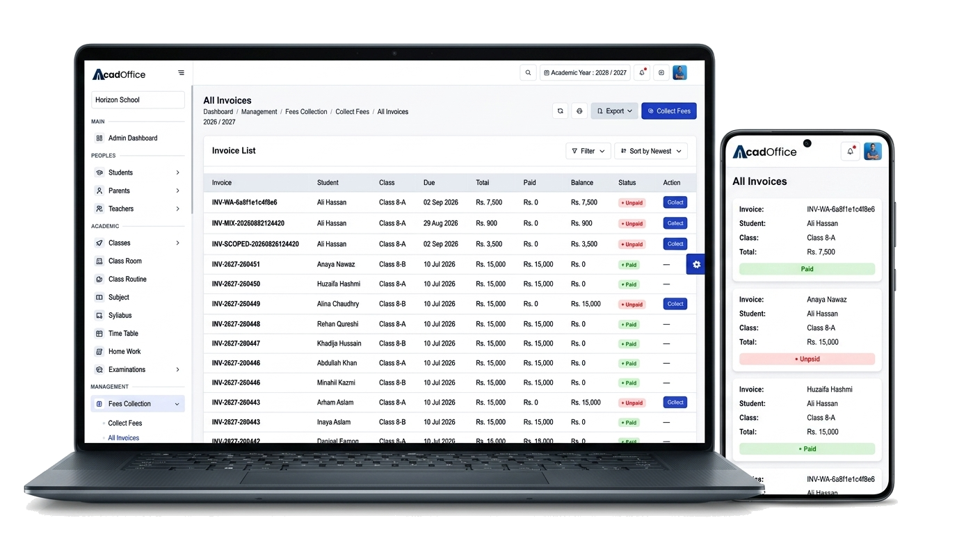 AcadOffice Simplified Student Fees Management